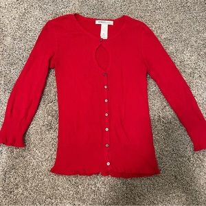 Red Pointelle Cardigan